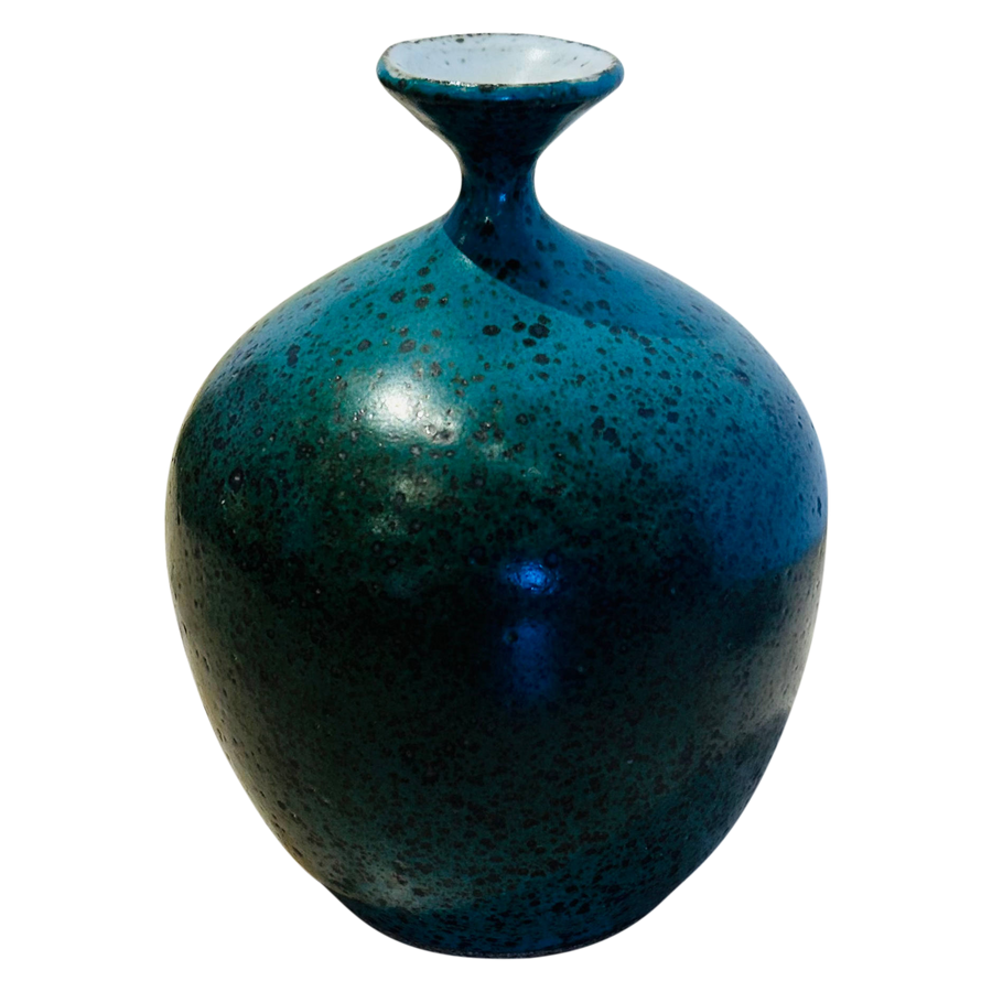 Speckled Teal Glazed Ceramic Vase