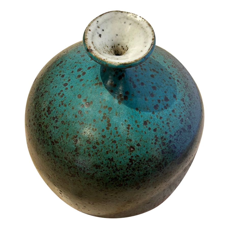 Speckled Teal Glazed Ceramic Vase