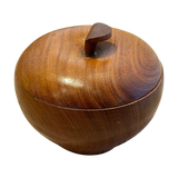 Wood Carved Lidded Apple Vessel