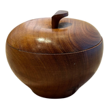 Wood Carved Lidded Apple Vessel