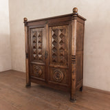 Hand Carved Oak Armoire by Charles Dudouyt, 1940s
