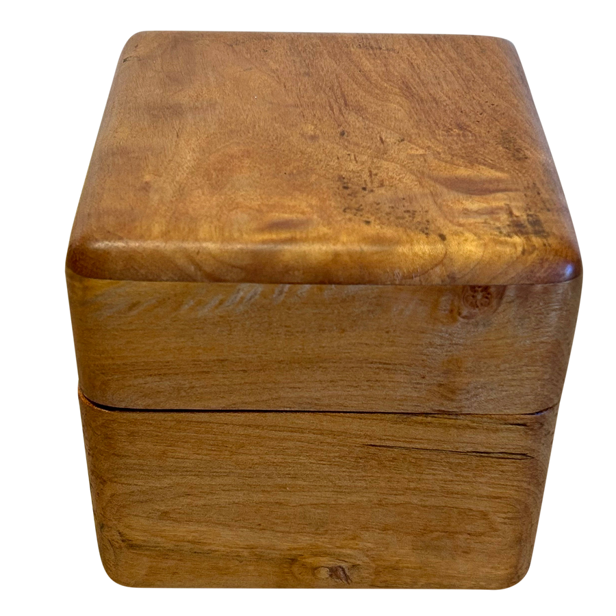 Carved Wood Lidded Cube