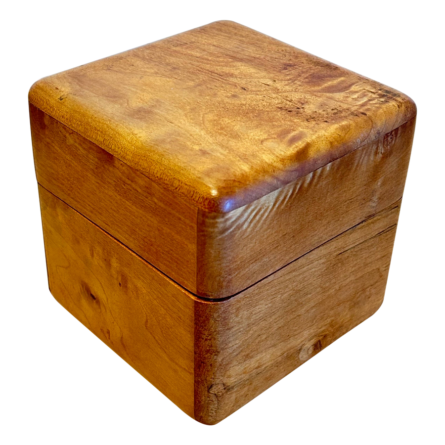 Carved Wood Lidded Cube