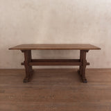 French Provincial Aged Oak Trestle Dining Table
