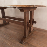 French Provincial Aged Oak Trestle Dining Table