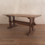 French Provincial Aged Oak Trestle Dining Table