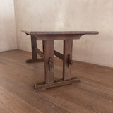 French Provincial Aged Oak Trestle Dining Table