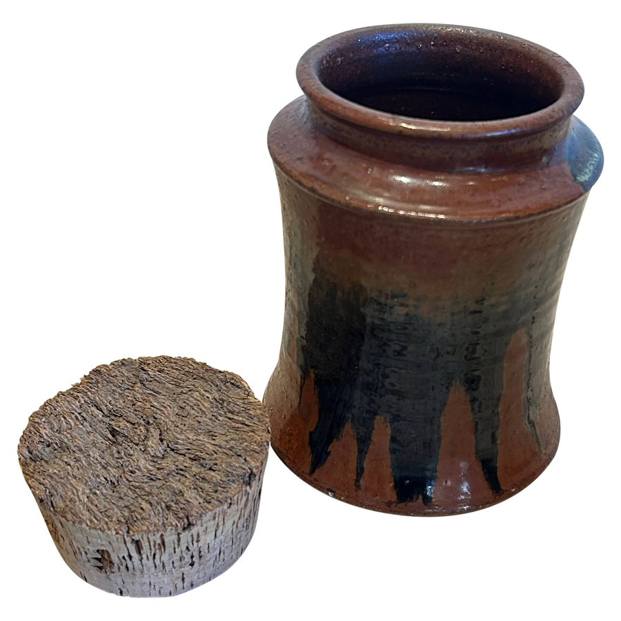 Large Merlot Glazed Cork Top Vessel