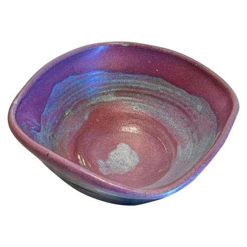 Purple and Blue Glazed Pinched Edge Bowl