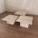 Trio of Travertine Nesting Tables