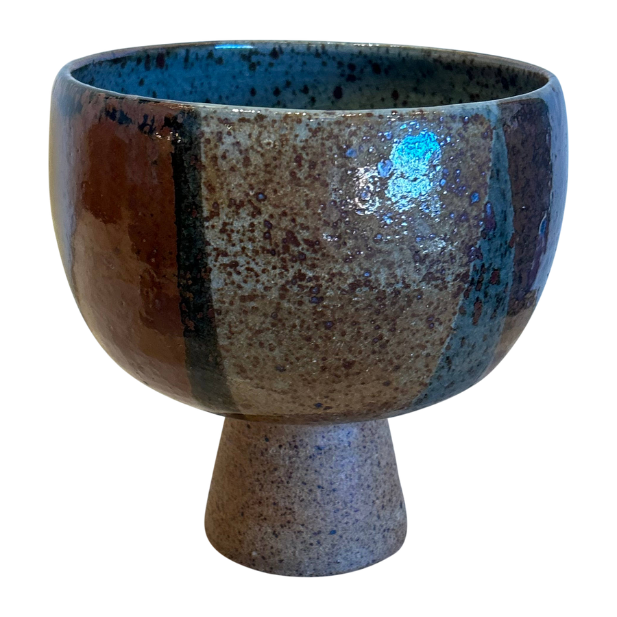 Studio Pottery Glazed Punch Bowl and Goblet Set