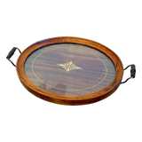 Inlayed Wood Handled Tray