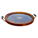 Inlayed Wood Handled Tray