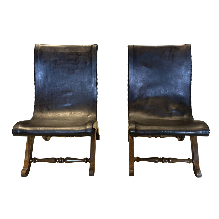 Pair of Spanish Colonial Antique Sling Chairs