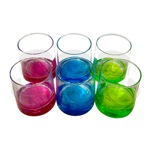 Set of 6 Multicolor Glass Tumblers