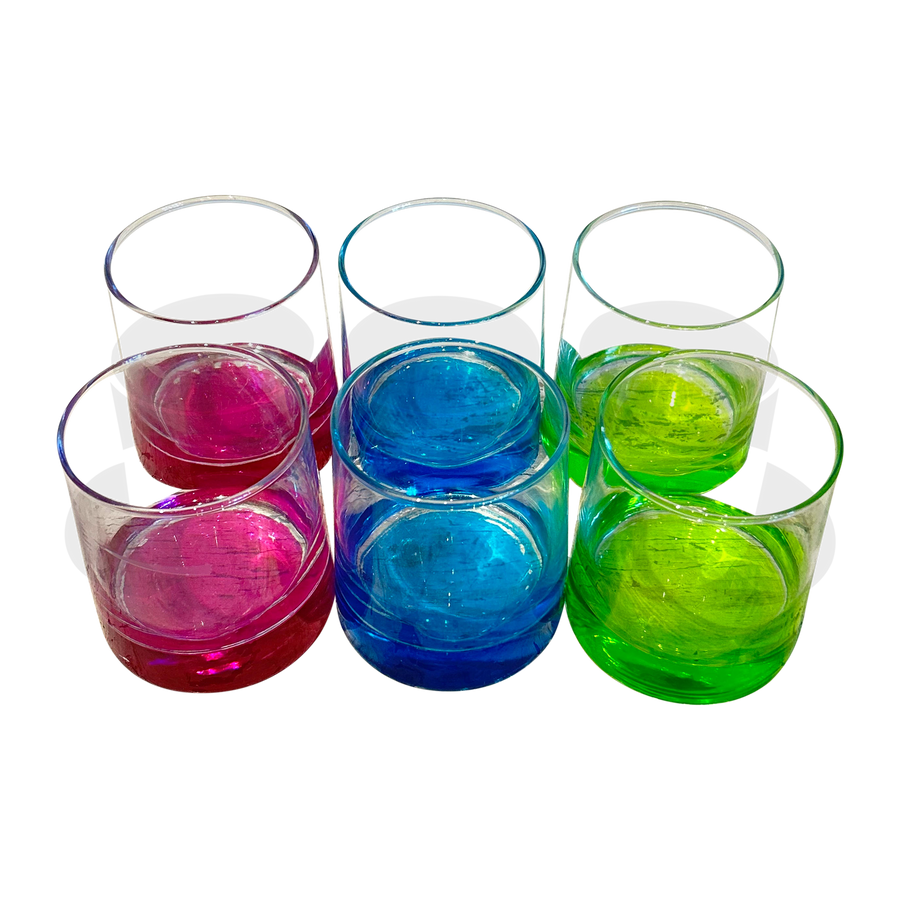 Set of 6 Multicolor Glass Tumblers