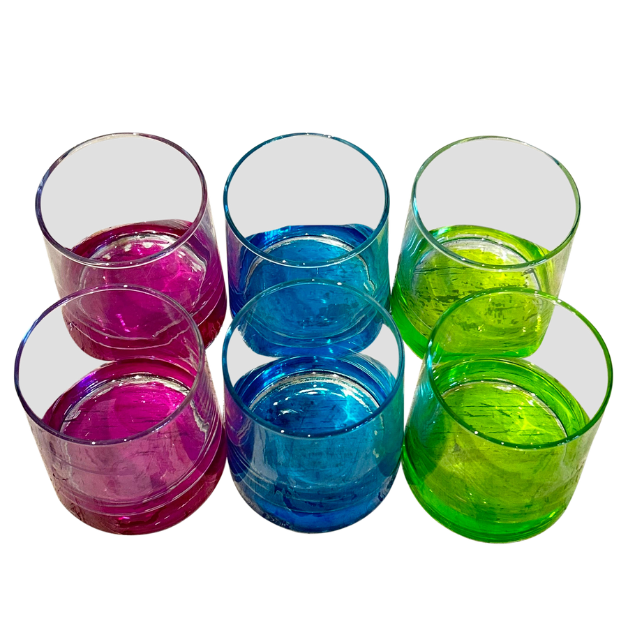 Set of 6 Multicolor Glass Tumblers