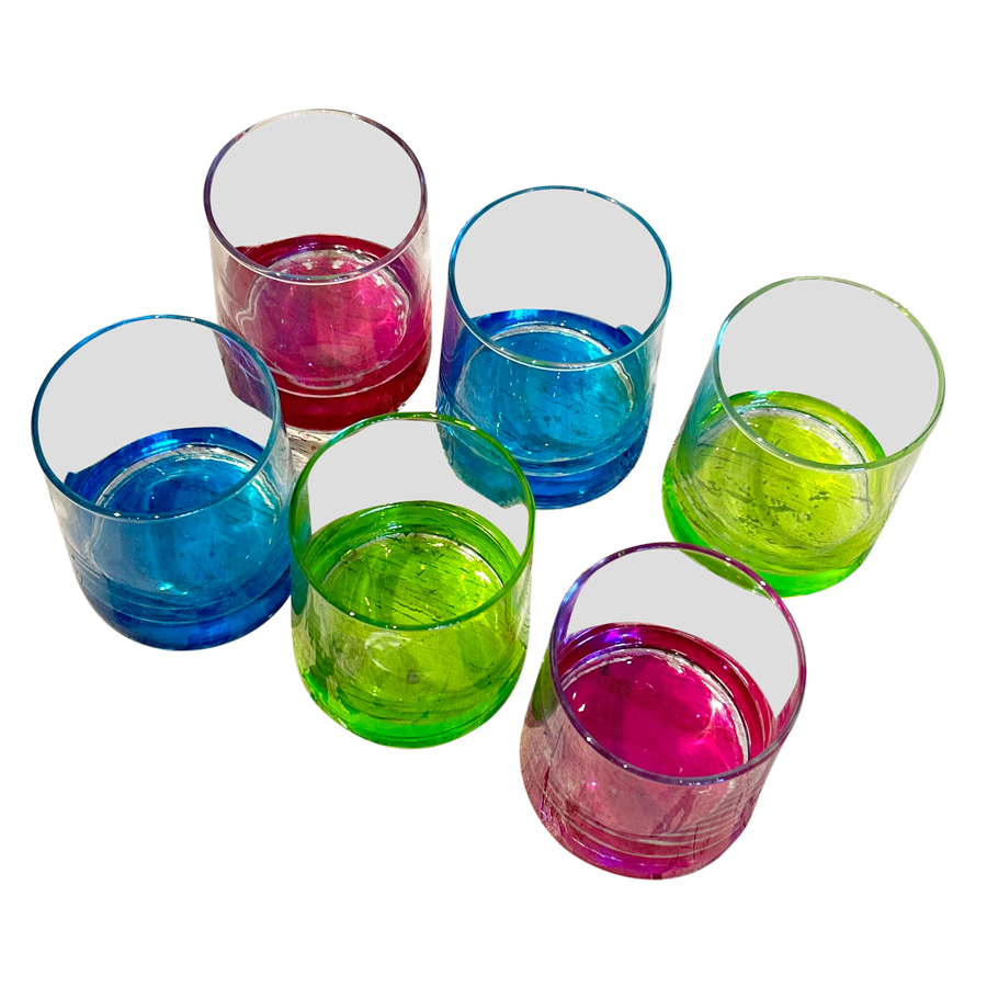 Set of 6 Multicolor Glass Tumblers