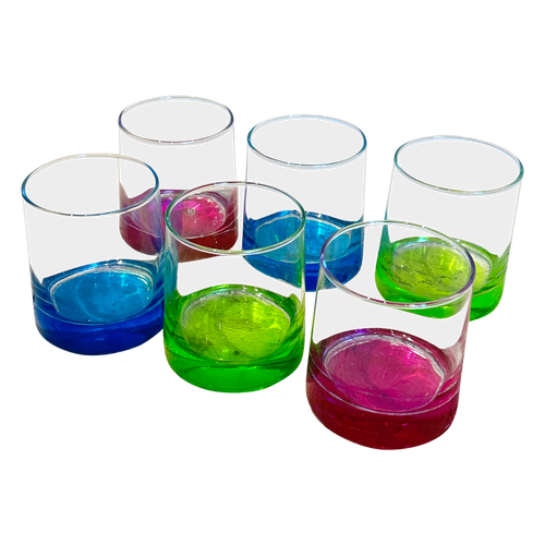 Set of 6 Multicolor Glass Tumblers