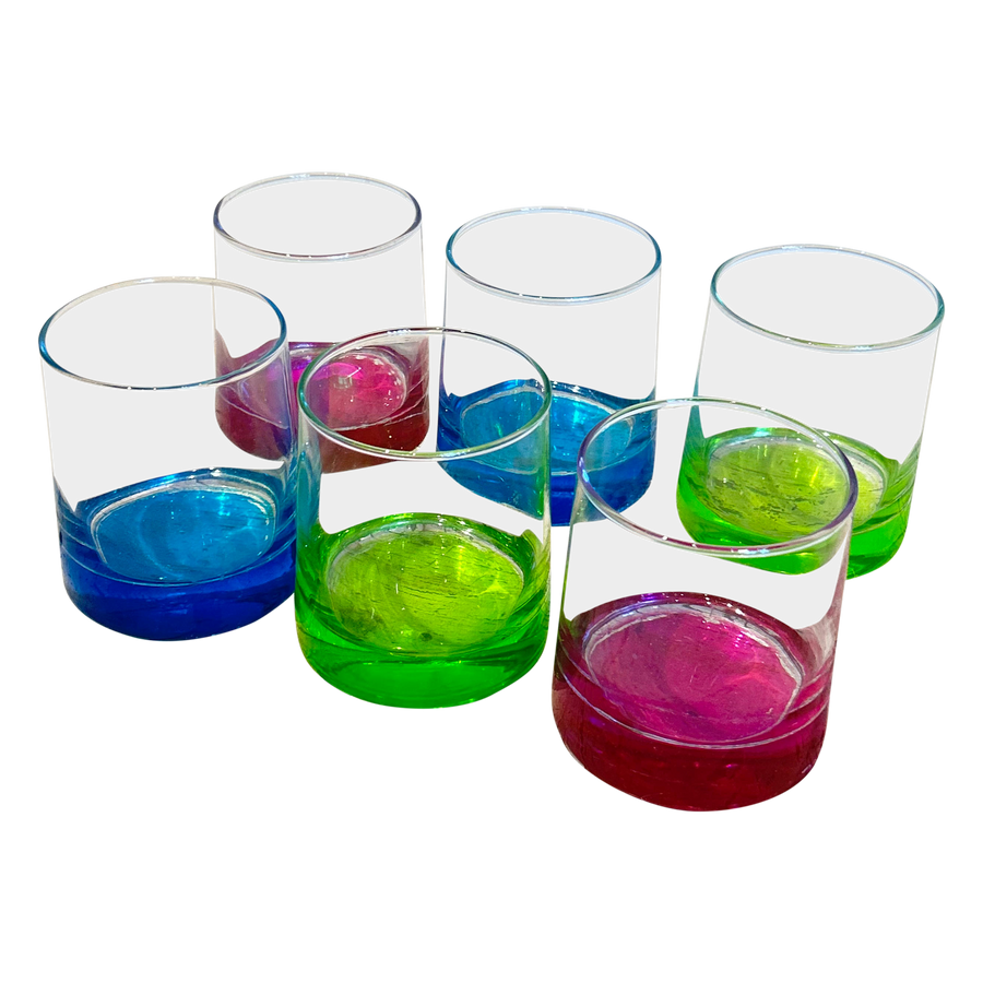 Set of 6 Multicolor Glass Tumblers