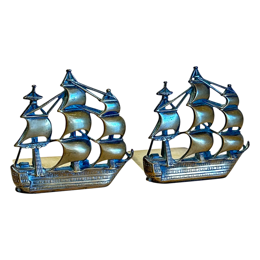 Pair of Brass Ship Bookends