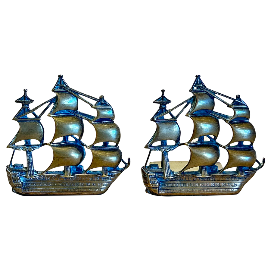 Pair of Brass Ship Bookends