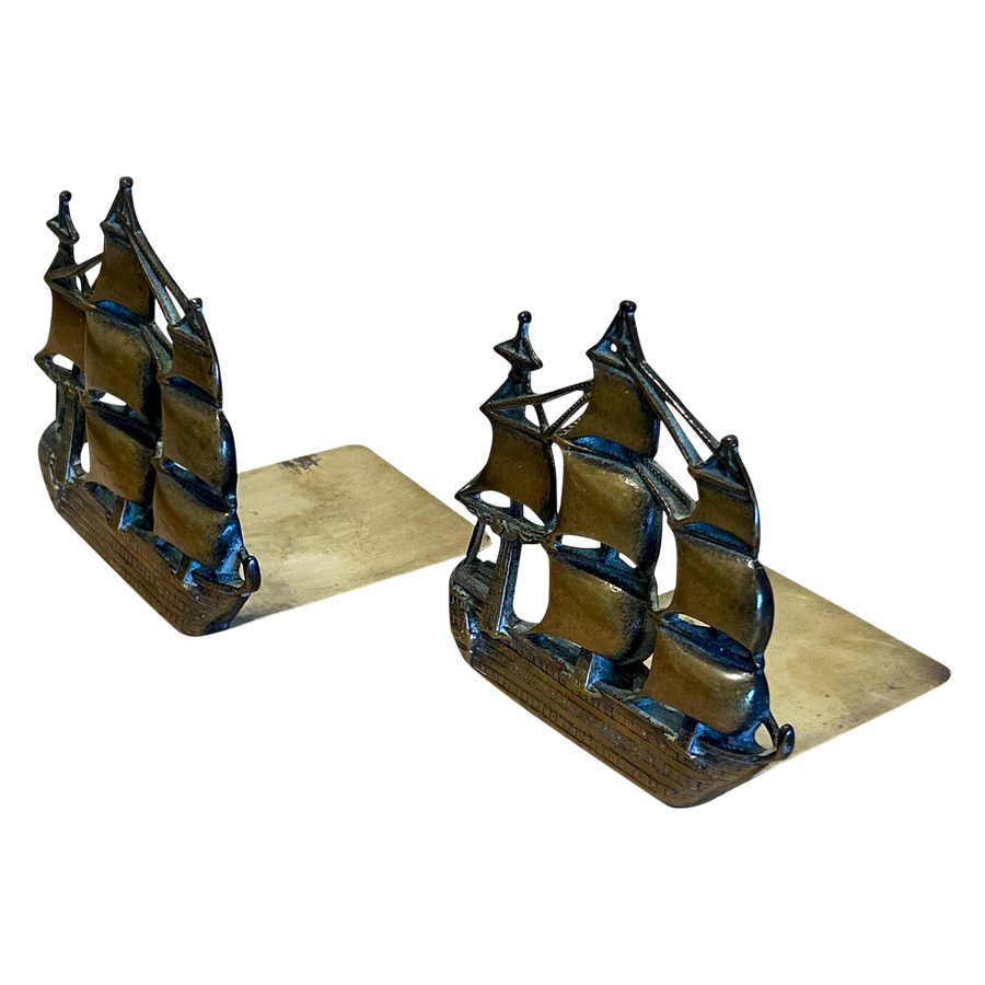 Pair of Brass Ship Bookends