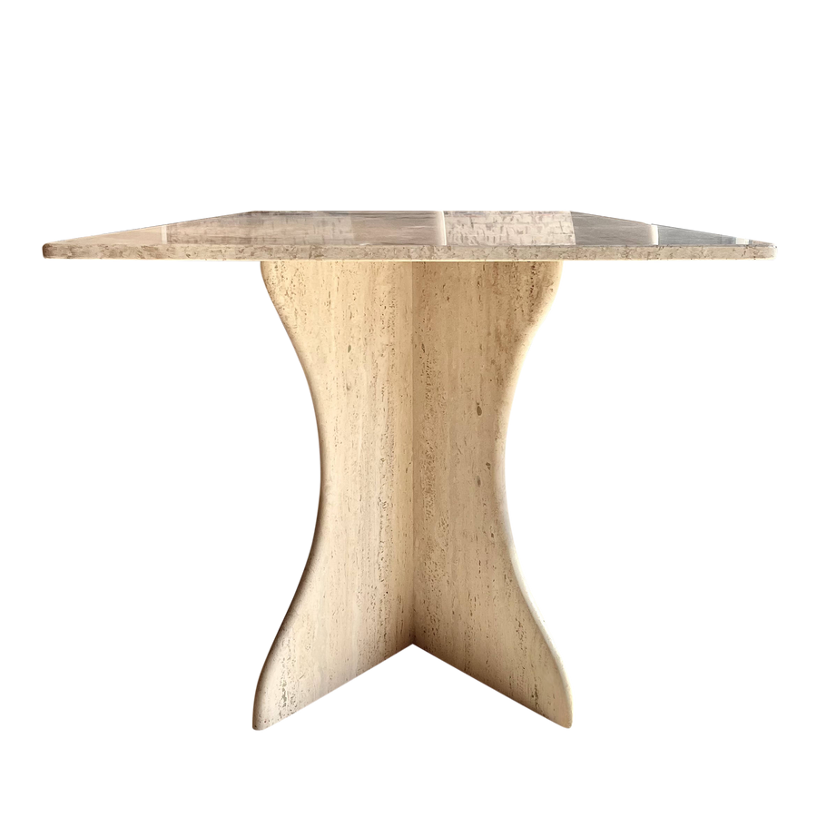 1970's Italian Sculptural Base Travertine Dining Table
