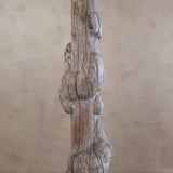 Vintage Natural Wood Floor Lamp with Brass Base