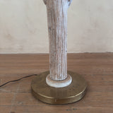 Vintage Natural Wood Floor Lamp with Brass Base