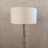 Vintage Natural Wood Floor Lamp with Brass Base