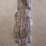 Vintage Natural Wood Floor Lamp with Brass Base