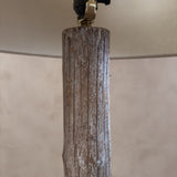 Vintage Natural Wood Floor Lamp with Brass Base