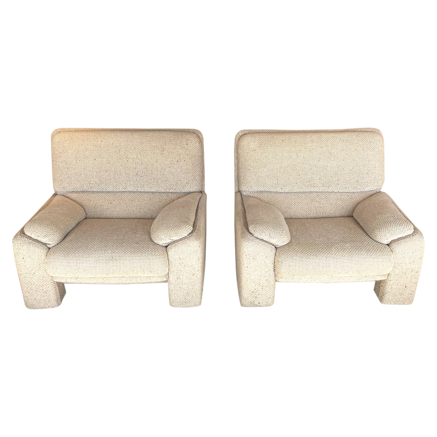 1970's Busnelli Woven Fabric Pair of Arm Chairs