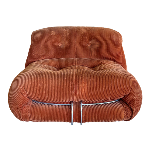 Orange Corduroy Soriana Side Chair by Tobia Scarpa for Cassina
