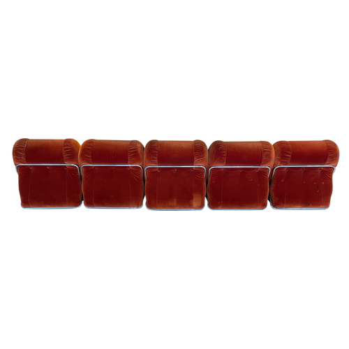 Chrome Frame Orange Velvet Modular Sofa
