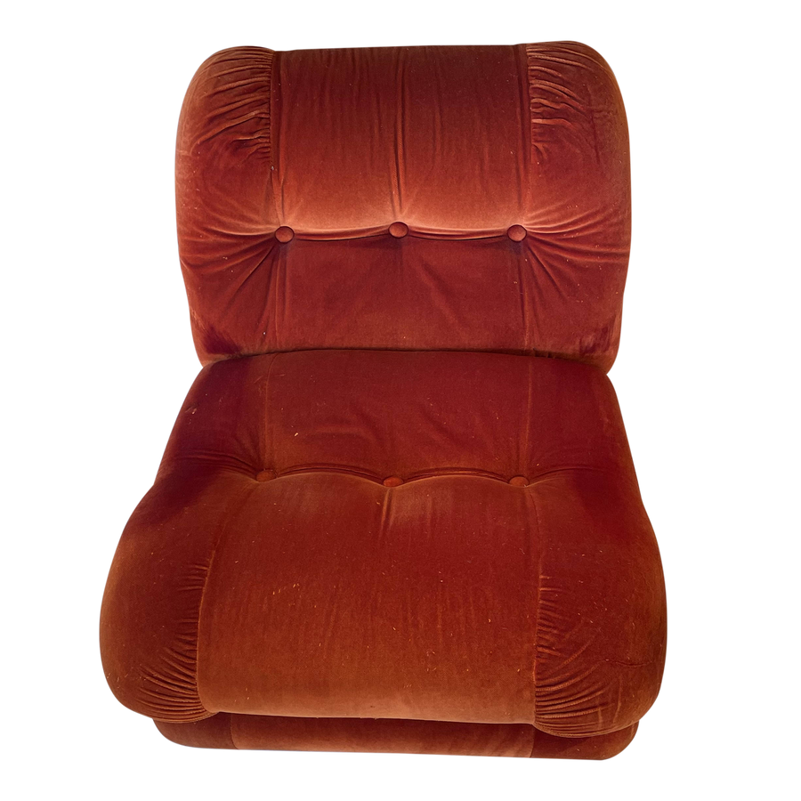 Chrome Frame Orange Velvet Modular Sofa