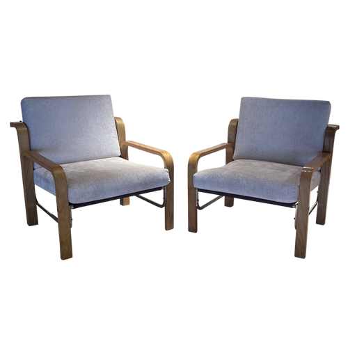Pair of Canvas and Velvet Side Chairs