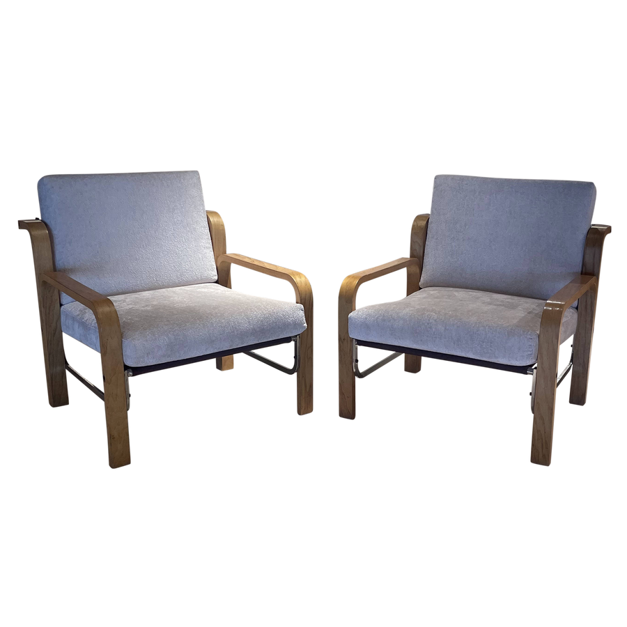 Pair of Canvas and Velvet Side Chairs