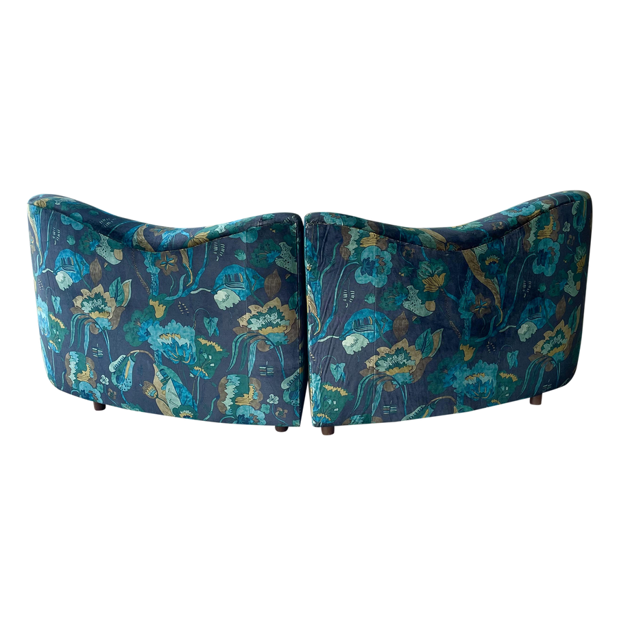 Floral Velvet Curved Loveseat