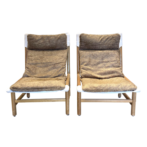 Pair of 1960's Spanish Shearling Arm Chairs