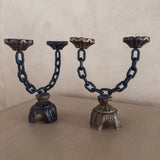 Pair of Vintage Spanish Chain Candle Holders