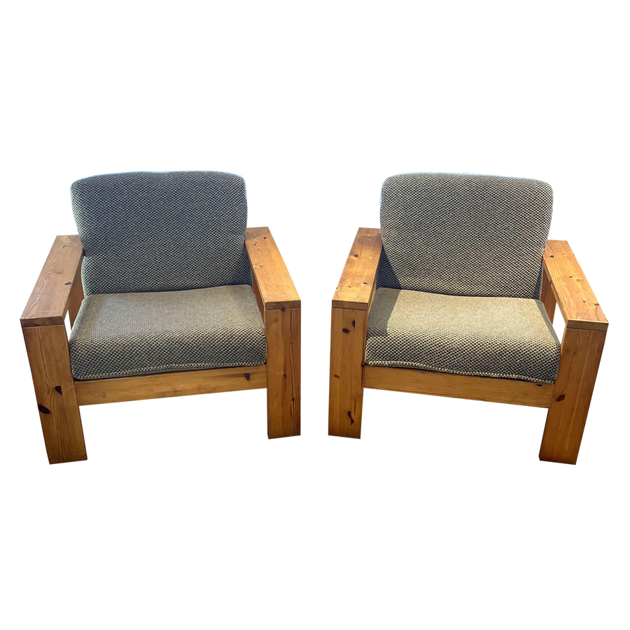 Pair of 1970's Spanish Oak Arm Chairs
