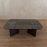 Rectangular Grid Fossil Limestone Coffee Table