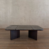 Rectangular Grid Fossil Limestone Coffee Table