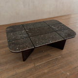 Rectangular Grid Fossil Limestone Coffee Table