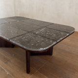 Rectangular Grid Fossil Limestone Coffee Table