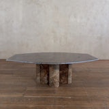Italian Terracotta Marble Faceted Coffee Table