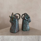 Pair of Brass and Bronze Ram's Heads