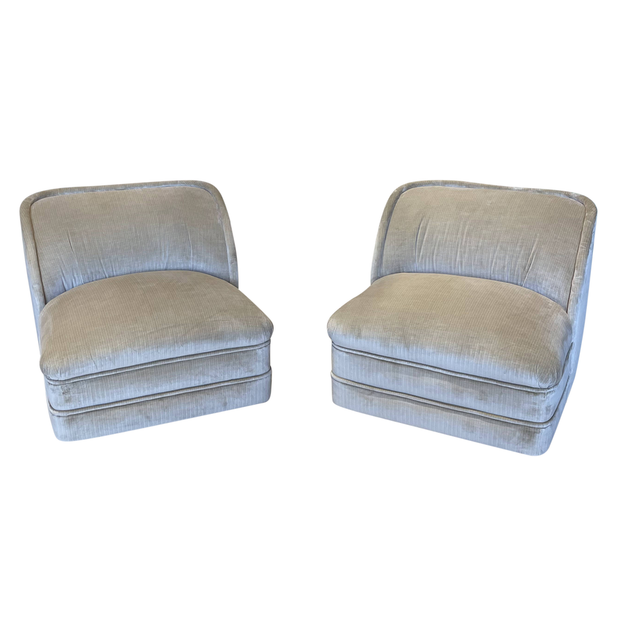 Pair of Taupe Velvet Side Chairs